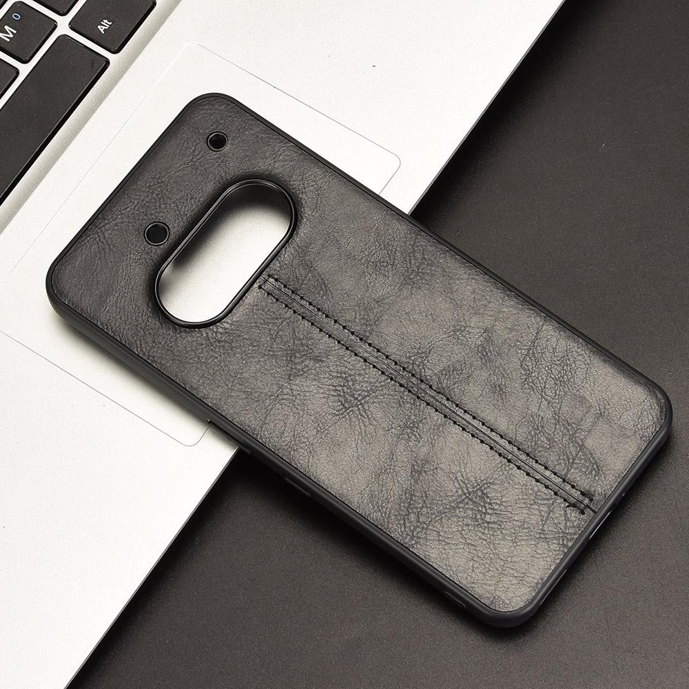 Nothing Phone 3a Cow Pattern Sewing Back Cover Phone Case - Premium PU Leather Texture PC + TPU Shockproof Protective Case, Scratch Resistant Slim Lightweight Anti-Fingerprint Full Coverage Mobile Cover