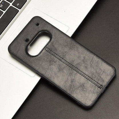 Nothing Phone 3a Cow Pattern Sewing Back Cover Phone Case - Premium PU Leather Texture PC + TPU Shockproof Protective Case, Scratch Resistant Slim Lightweight Anti-Fingerprint Full Coverage Mobile Cover
