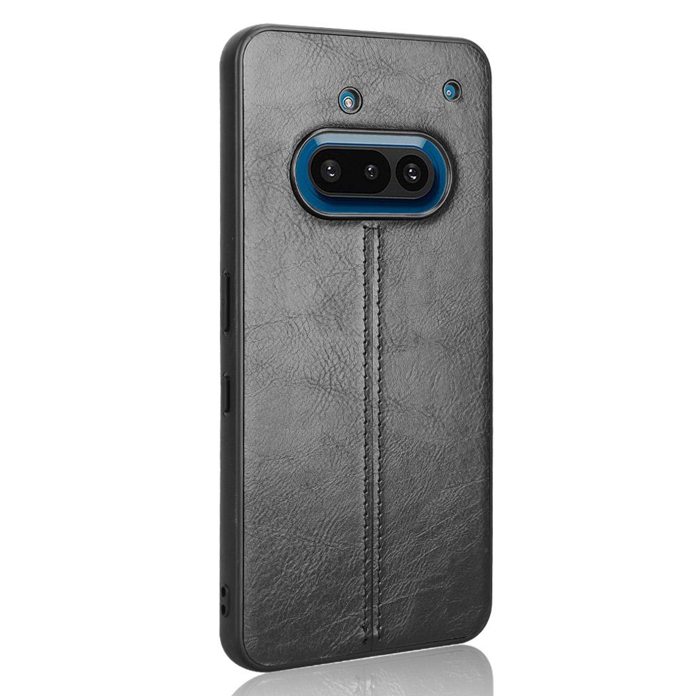 Nothing Phone 3a Cow Pattern Sewing Back Cover Phone Case - Premium PU Leather Texture PC + TPU Shockproof Protective Case, Scratch Resistant Slim Lightweight Anti-Fingerprint Full Coverage Mobile Cover