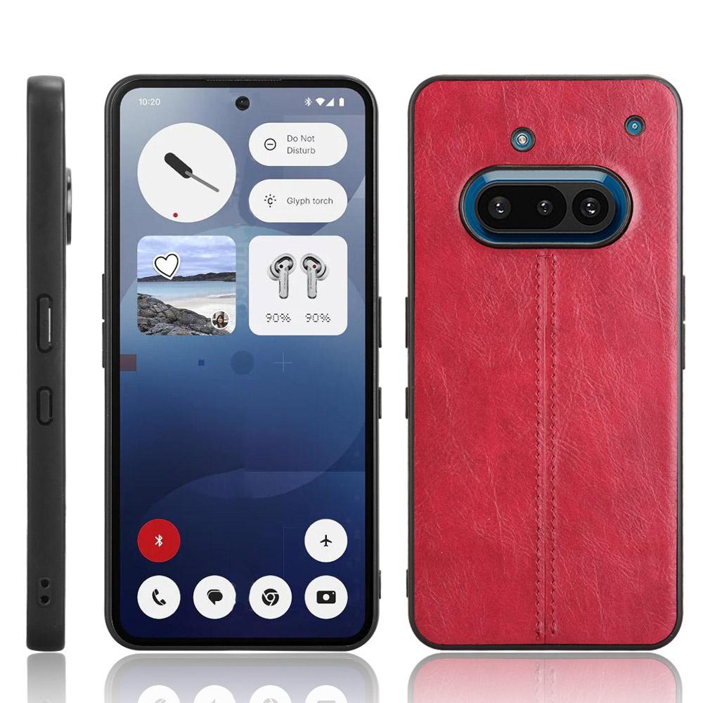 Nothing Phone 3a Cow Pattern Sewing Back Cover Phone Case - Premium PU Leather Texture PC + TPU Shockproof Protective Case, Scratch Resistant Slim Lightweight Anti-Fingerprint Full Coverage Mobile Cover