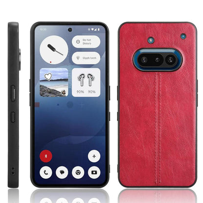 Nothing Phone 3a Cow Pattern Sewing Back Cover Phone Case - Premium PU Leather Texture PC + TPU Shockproof Protective Case, Scratch Resistant Slim Lightweight Anti-Fingerprint Full Coverage Mobile Cover