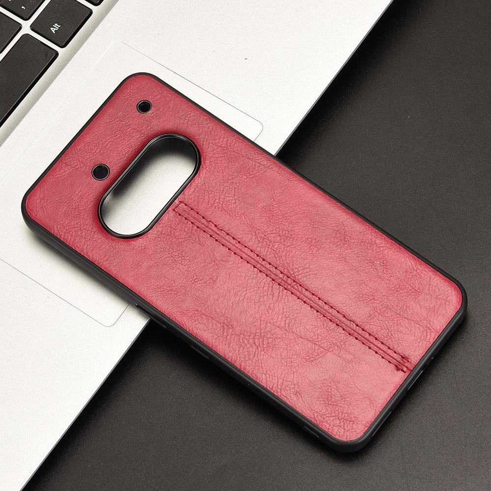 Nothing Phone 3a Cow Pattern Sewing Back Cover Phone Case - Premium PU Leather Texture PC + TPU Shockproof Protective Case, Scratch Resistant Slim Lightweight Anti-Fingerprint Full Coverage Mobile Cover