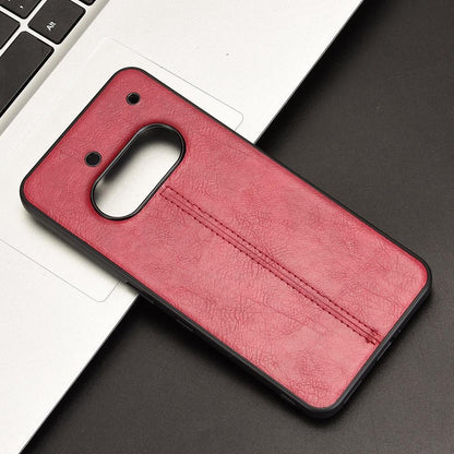 Nothing Phone 3a Cow Pattern Sewing Back Cover Phone Case - Premium PU Leather Texture PC + TPU Shockproof Protective Case, Scratch Resistant Slim Lightweight Anti-Fingerprint Full Coverage Mobile Cover