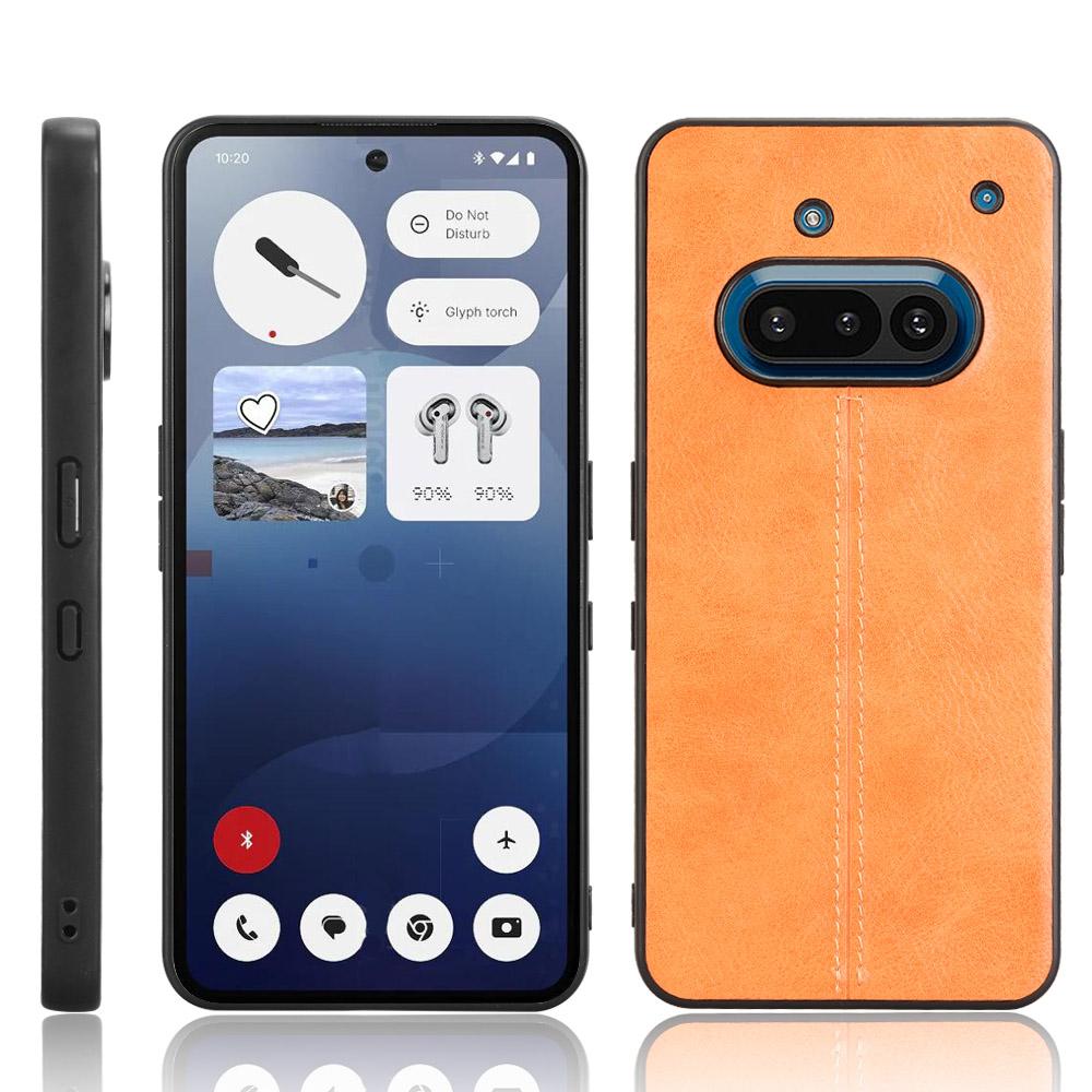Nothing Phone 3a Cow Pattern Sewing Back Cover Phone Case - Premium PU Leather Texture PC + TPU Shockproof Protective Case, Scratch Resistant Slim Lightweight Anti-Fingerprint Full Coverage Mobile Cover