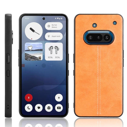 Nothing Phone 3a Cow Pattern Sewing Back Cover Phone Case - Premium PU Leather Texture PC + TPU Shockproof Protective Case, Scratch Resistant Slim Lightweight Anti-Fingerprint Full Coverage Mobile Cover