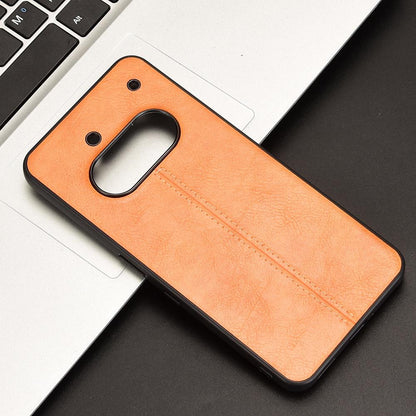Nothing Phone 3a Cow Pattern Sewing Back Cover Phone Case - Premium PU Leather Texture PC + TPU Shockproof Protective Case, Scratch Resistant Slim Lightweight Anti-Fingerprint Full Coverage Mobile Cover