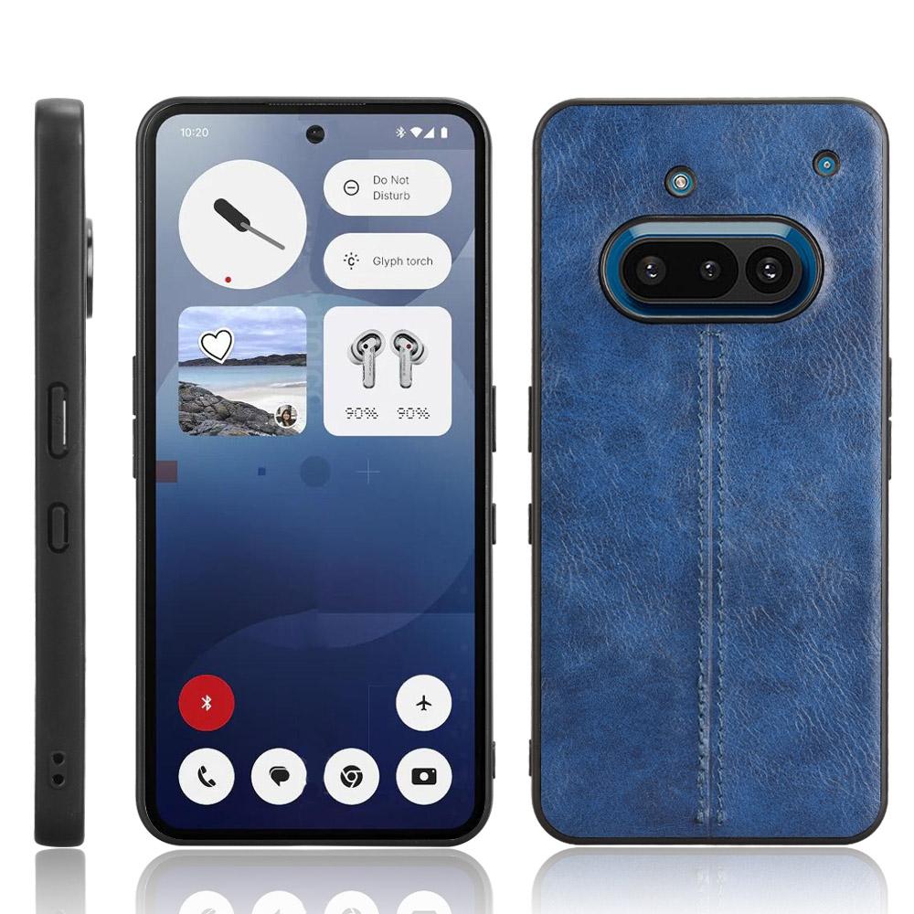 Nothing Phone 3a Cow Pattern Sewing Back Cover Phone Case - Premium PU Leather Texture PC + TPU Shockproof Protective Case, Scratch Resistant Slim Lightweight Anti-Fingerprint Full Coverage Mobile Cover
