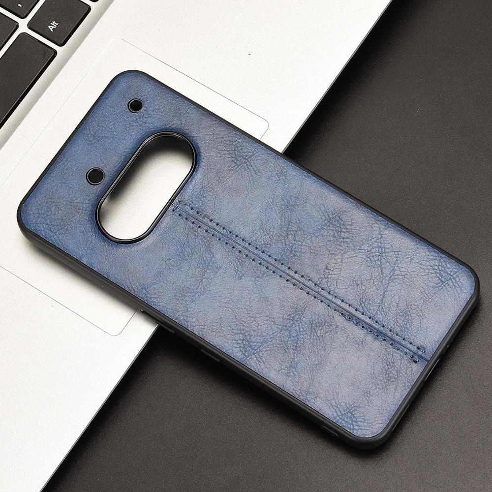 Nothing Phone 3a Cow Pattern Sewing Back Cover Phone Case - Premium PU Leather Texture PC + TPU Shockproof Protective Case, Scratch Resistant Slim Lightweight Anti-Fingerprint Full Coverage Mobile Cover