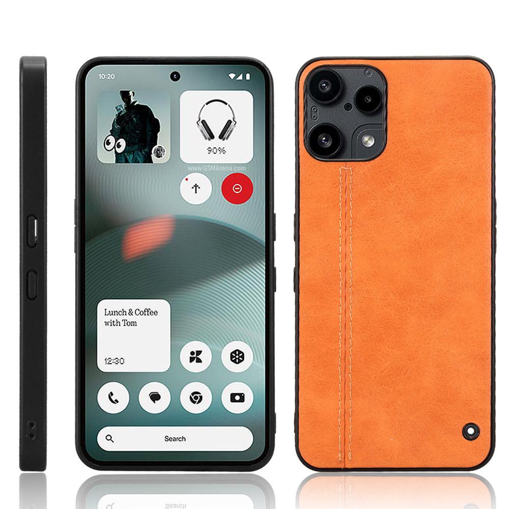 Nothing Phone 3a Lite Cow Pattern Sewing Back Cover Phone Case - Premium PU Leather Texture PC + TPU Shockproof Protective Case, Scratch Resistant Slim Lightweight Anti-Fingerprint Full Coverage Mobile Cover