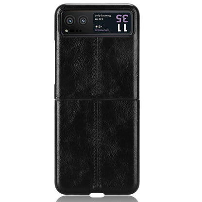 Motorola Moto Razr 40 Cow Pattern Sewing Back Cover Phone Case - Premium PU Leather Texture PC + TPU Shockproof Protective Case, Scratch Resistant Slim Lightweight Anti-Fingerprint Full Coverage Mobile Cover