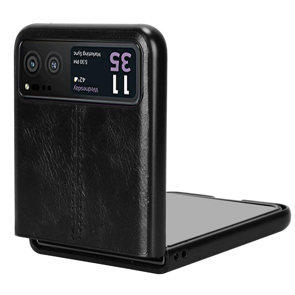 Motorola Moto Razr 40 Cow Pattern Sewing Back Cover Phone Case - Premium PU Leather Texture PC + TPU Shockproof Protective Case, Scratch Resistant Slim Lightweight Anti-Fingerprint Full Coverage Mobile Cover