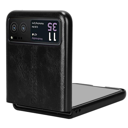 Motorola Moto Razr 40 Cow Pattern Sewing Back Cover Phone Case - Premium PU Leather Texture PC + TPU Shockproof Protective Case, Scratch Resistant Slim Lightweight Anti-Fingerprint Full Coverage Mobile Cover