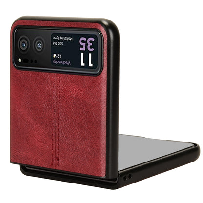 Motorola Moto Razr 40 Cow Pattern Sewing Back Cover Phone Case - Premium PU Leather Texture PC + TPU Shockproof Protective Case, Scratch Resistant Slim Lightweight Anti-Fingerprint Full Coverage Mobile Cover
