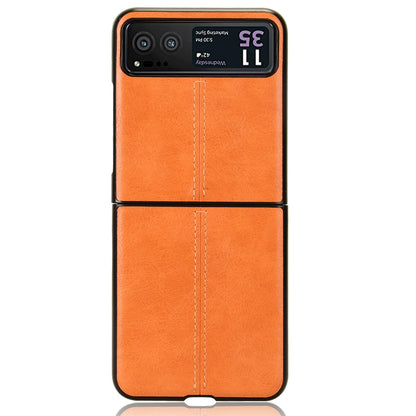 Motorola Moto Razr 40 Cow Pattern Sewing Back Cover Phone Case - Premium PU Leather Texture PC + TPU Shockproof Protective Case, Scratch Resistant Slim Lightweight Anti-Fingerprint Full Coverage Mobile Cover