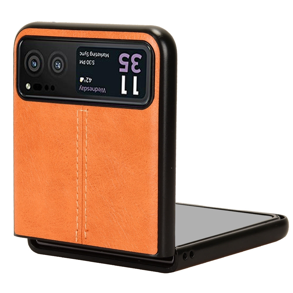 Motorola Moto Razr 40 Cow Pattern Sewing Back Cover Phone Case - Premium PU Leather Texture PC + TPU Shockproof Protective Case, Scratch Resistant Slim Lightweight Anti-Fingerprint Full Coverage Mobile Cover
