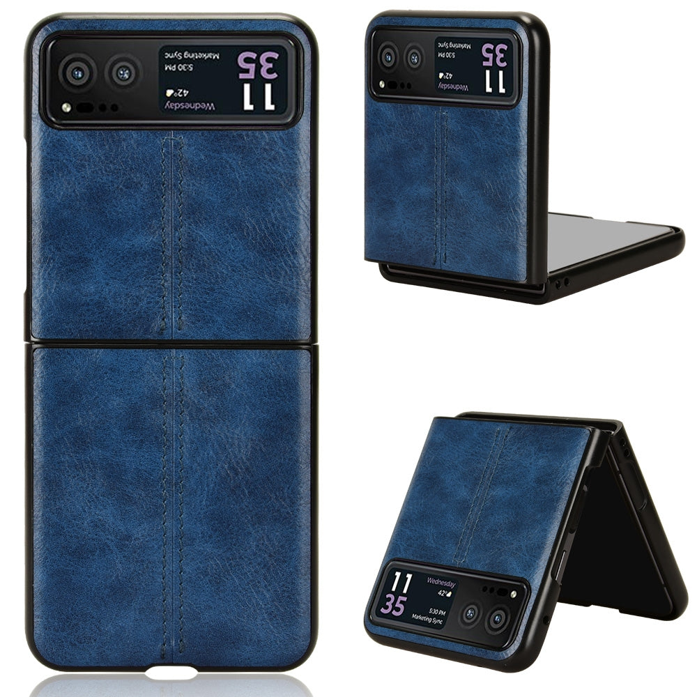 Motorola Moto Razr 40 Cow Pattern Sewing Back Cover Phone Case - Premium PU Leather Texture PC + TPU Shockproof Protective Case, Scratch Resistant Slim Lightweight Anti-Fingerprint Full Coverage Mobile Cover