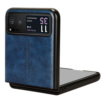 Motorola Moto Razr 40 Cow Pattern Sewing Back Cover Phone Case - Premium PU Leather Texture PC + TPU Shockproof Protective Case, Scratch Resistant Slim Lightweight Anti-Fingerprint Full Coverage Mobile Cover