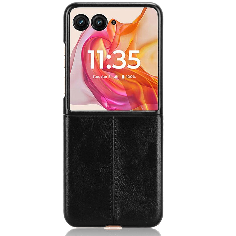 Motorola Razr 50 Ultra Cow Pattern Sewing Back Cover Phone Case - Premium PU Leather Texture PC + TPU Shockproof Protective Case, Scratch Resistant Slim Lightweight Anti-Fingerprint Full Coverage Mobile Cover