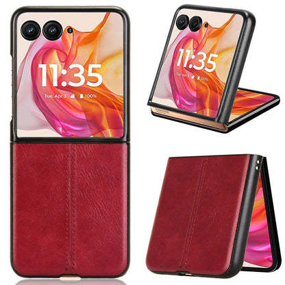 Motorola Razr 50 Ultra Cow Pattern Sewing Back Cover Phone Case - Premium PU Leather Texture PC + TPU Shockproof Protective Case, Scratch Resistant Slim Lightweight Anti-Fingerprint Full Coverage Mobile Cover
