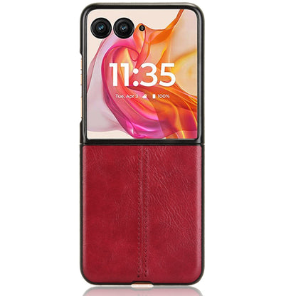 Motorola Razr 50 Ultra Cow Pattern Sewing Back Cover Phone Case - Premium PU Leather Texture PC + TPU Shockproof Protective Case, Scratch Resistant Slim Lightweight Anti-Fingerprint Full Coverage Mobile Cover