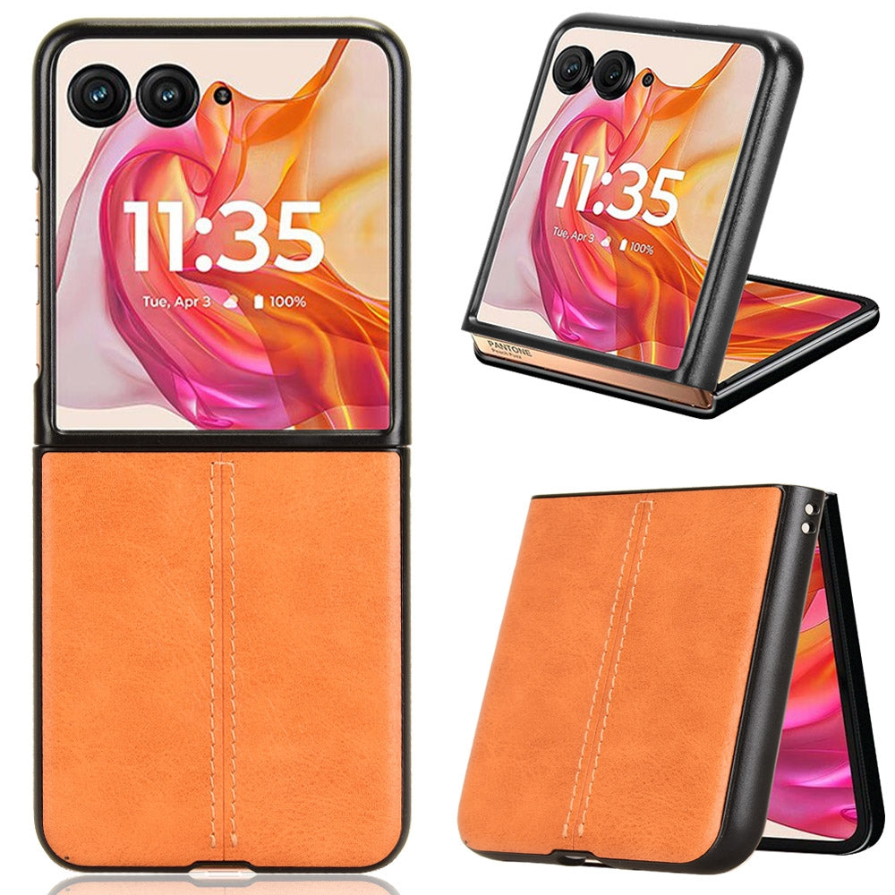 Motorola Razr 50 Ultra Cow Pattern Sewing Back Cover Phone Case - Premium PU Leather Texture PC + TPU Shockproof Protective Case, Scratch Resistant Slim Lightweight Anti-Fingerprint Full Coverage Mobile Cover