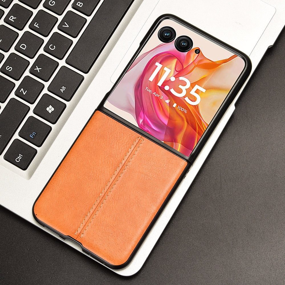 Motorola Razr 50 Ultra Cow Pattern Sewing Back Cover Phone Case - Premium PU Leather Texture PC + TPU Shockproof Protective Case, Scratch Resistant Slim Lightweight Anti-Fingerprint Full Coverage Mobile Cover