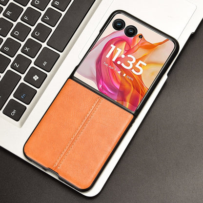 Motorola Razr 50 Ultra Cow Pattern Sewing Back Cover Phone Case - Premium PU Leather Texture PC + TPU Shockproof Protective Case, Scratch Resistant Slim Lightweight Anti-Fingerprint Full Coverage Mobile Cover