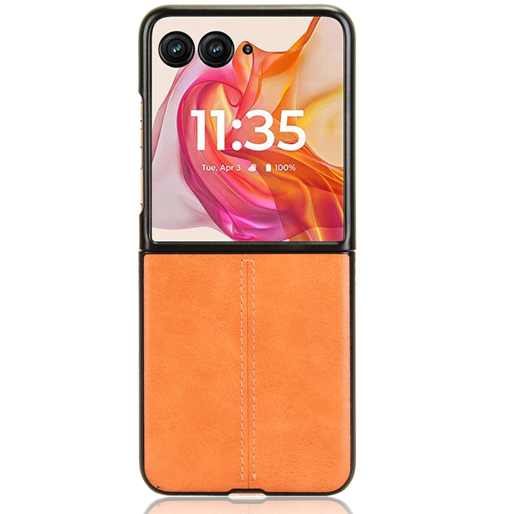 Motorola Razr 50 Ultra Cow Pattern Sewing Back Cover Phone Case - Premium PU Leather Texture PC + TPU Shockproof Protective Case, Scratch Resistant Slim Lightweight Anti-Fingerprint Full Coverage Mobile Cover