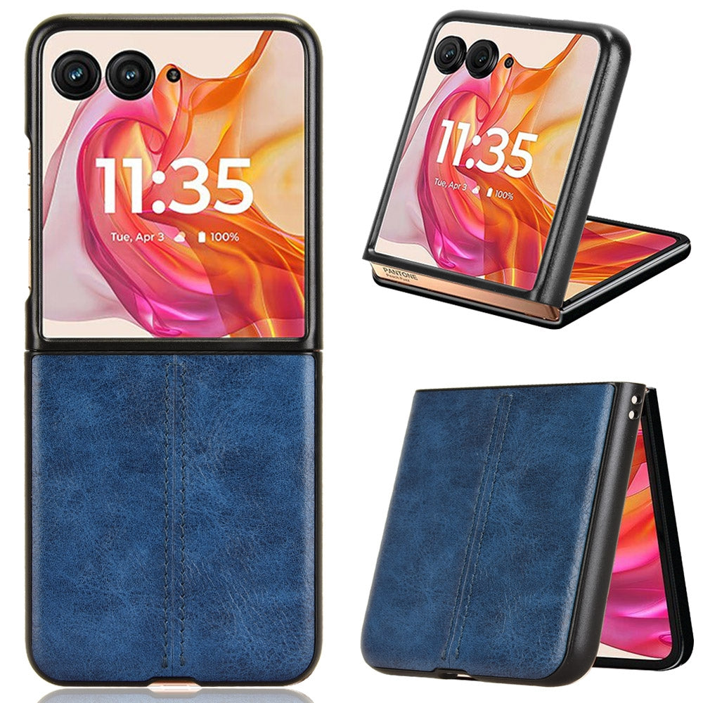 Motorola Razr 50 Ultra Cow Pattern Sewing Back Cover Phone Case - Premium PU Leather Texture PC + TPU Shockproof Protective Case, Scratch Resistant Slim Lightweight Anti-Fingerprint Full Coverage Mobile Cover