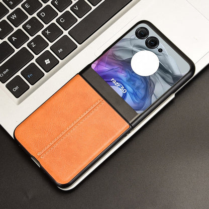 Motorola Razr 50 Cow Pattern Sewing Back Cover Phone Case - Premium PU Leather Texture PC + TPU Shockproof Protective Case, Scratch Resistant Slim Lightweight Anti-Fingerprint Full Coverage Mobile Cover
