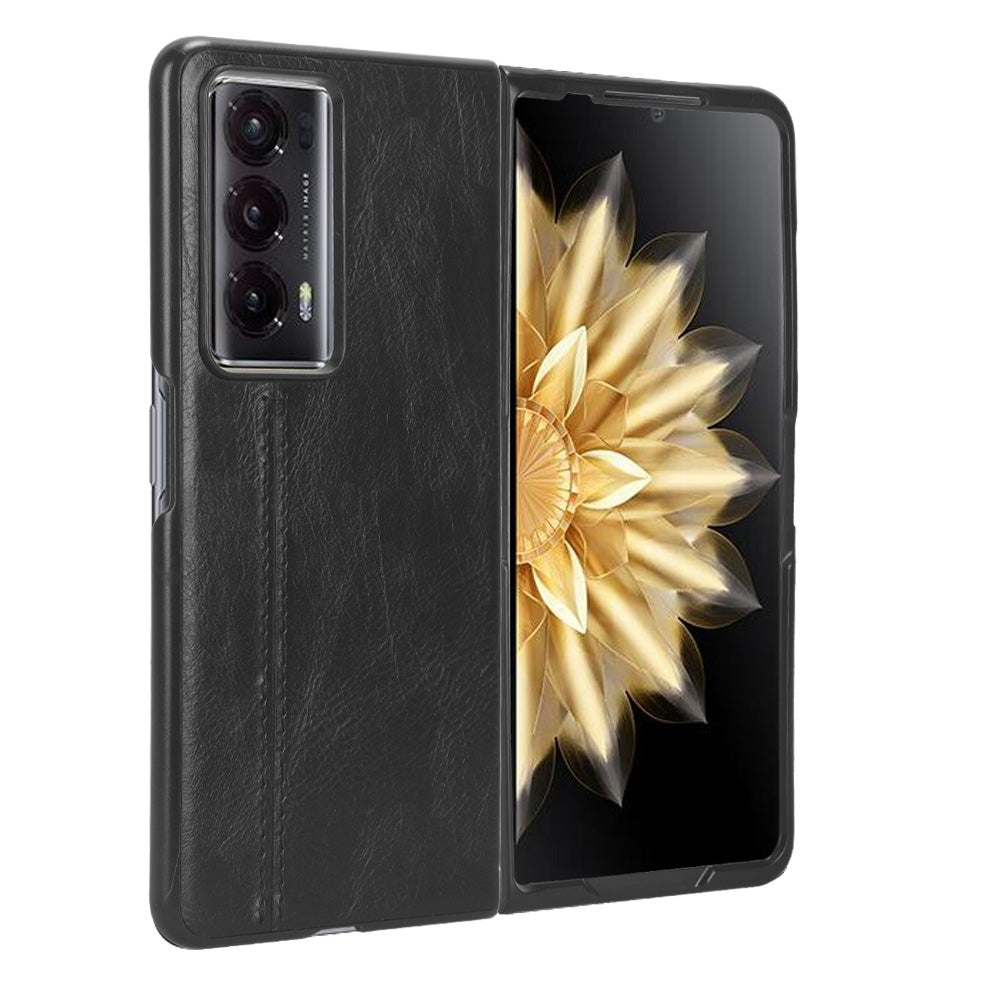 Honor Magic V2 Cow Pattern Sewing Back Cover Phone Case - Premium PU Leather Texture PC + TPU Shockproof Protective Case, Scratch Resistant Slim Lightweight Anti-Fingerprint Full Coverage Mobile Cover