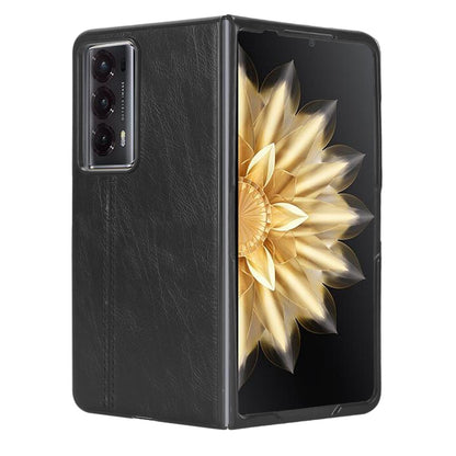 Honor Magic V2 Cow Pattern Sewing Back Cover Phone Case - Premium PU Leather Texture PC + TPU Shockproof Protective Case, Scratch Resistant Slim Lightweight Anti-Fingerprint Full Coverage Mobile Cover