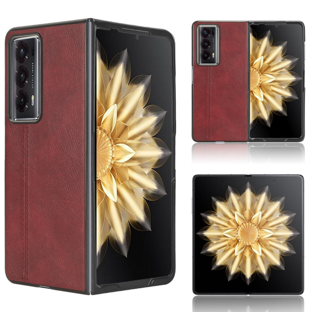 Honor Magic V2 Cow Pattern Sewing Back Cover Phone Case - Premium PU Leather Texture PC + TPU Shockproof Protective Case, Scratch Resistant Slim Lightweight Anti-Fingerprint Full Coverage Mobile Cover