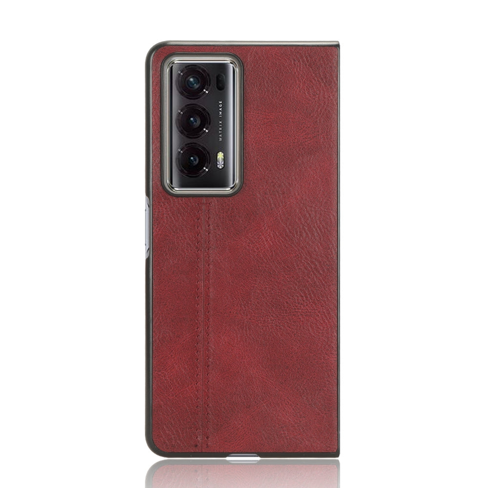 Honor Magic V2 Cow Pattern Sewing Back Cover Phone Case - Premium PU Leather Texture PC + TPU Shockproof Protective Case, Scratch Resistant Slim Lightweight Anti-Fingerprint Full Coverage Mobile Cover