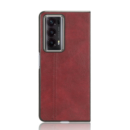 Honor Magic V2 Cow Pattern Sewing Back Cover Phone Case - Premium PU Leather Texture PC + TPU Shockproof Protective Case, Scratch Resistant Slim Lightweight Anti-Fingerprint Full Coverage Mobile Cover