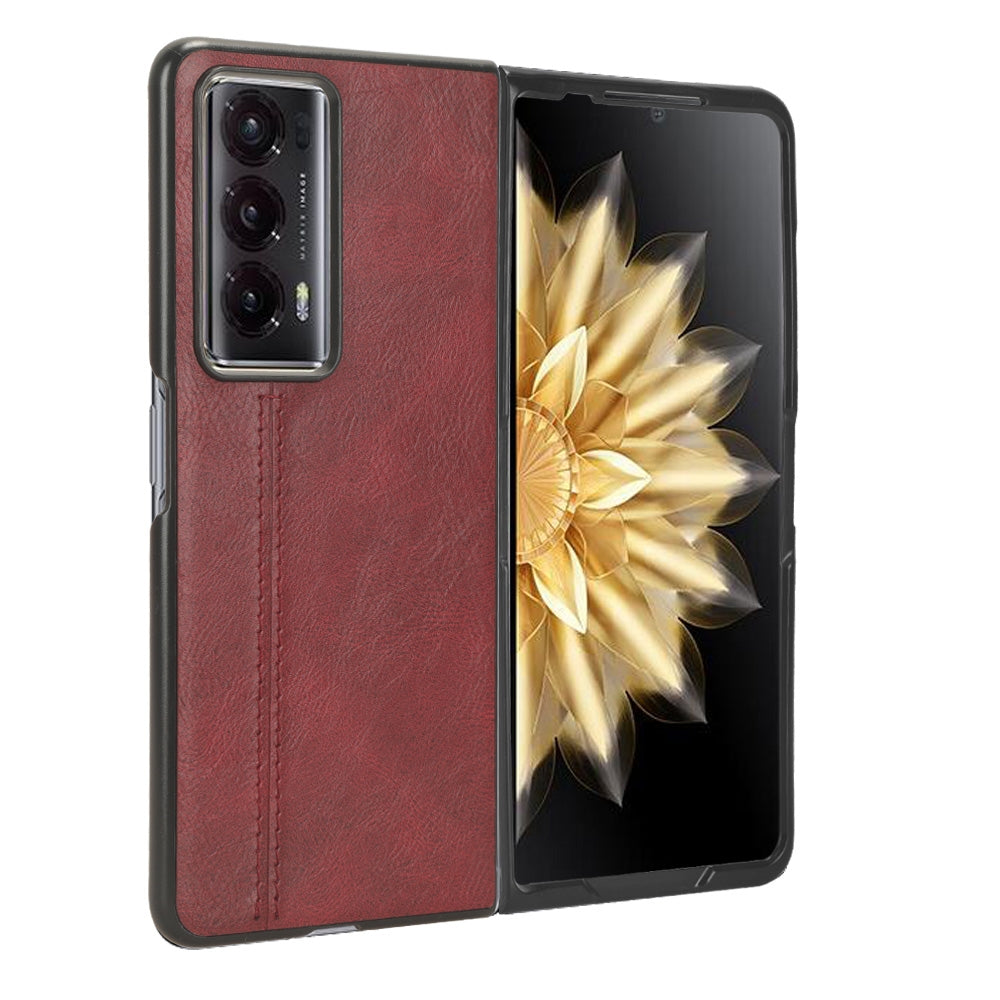Honor Magic V2 Cow Pattern Sewing Back Cover Phone Case - Premium PU Leather Texture PC + TPU Shockproof Protective Case, Scratch Resistant Slim Lightweight Anti-Fingerprint Full Coverage Mobile Cover