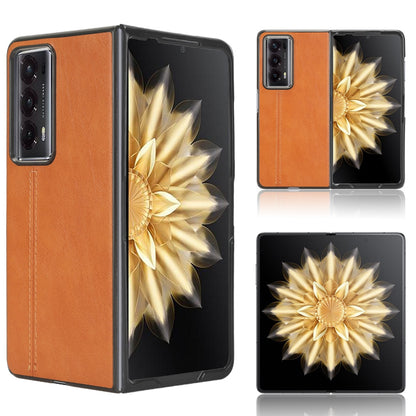 Honor Magic V2 Cow Pattern Sewing Back Cover Phone Case - Premium PU Leather Texture PC + TPU Shockproof Protective Case, Scratch Resistant Slim Lightweight Anti-Fingerprint Full Coverage Mobile Cover