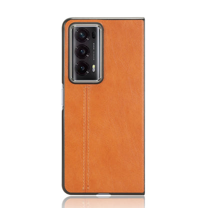 Honor Magic V2 Cow Pattern Sewing Back Cover Phone Case - Premium PU Leather Texture PC + TPU Shockproof Protective Case, Scratch Resistant Slim Lightweight Anti-Fingerprint Full Coverage Mobile Cover