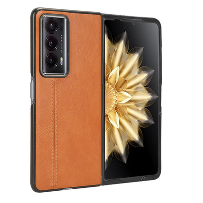 Honor Magic V2 Cow Pattern Sewing Back Cover Phone Case - Premium PU Leather Texture PC + TPU Shockproof Protective Case, Scratch Resistant Slim Lightweight Anti-Fingerprint Full Coverage Mobile Cover