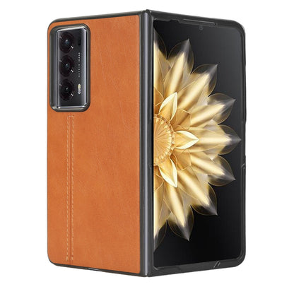 Honor Magic V2 Cow Pattern Sewing Back Cover Phone Case - Premium PU Leather Texture PC + TPU Shockproof Protective Case, Scratch Resistant Slim Lightweight Anti-Fingerprint Full Coverage Mobile Cover