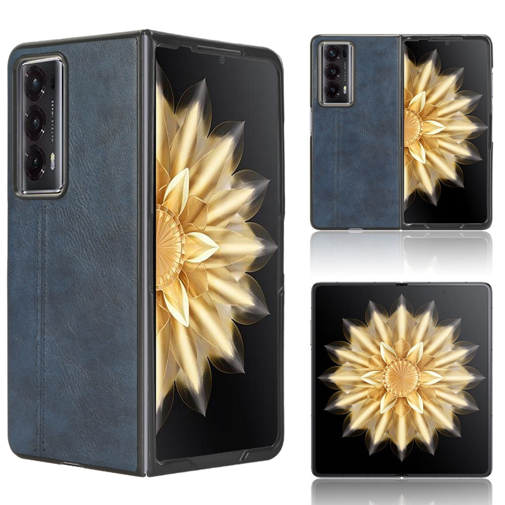 Honor Magic V2 Cow Pattern Sewing Back Cover Phone Case - Premium PU Leather Texture PC + TPU Shockproof Protective Case, Scratch Resistant Slim Lightweight Anti-Fingerprint Full Coverage Mobile Cover