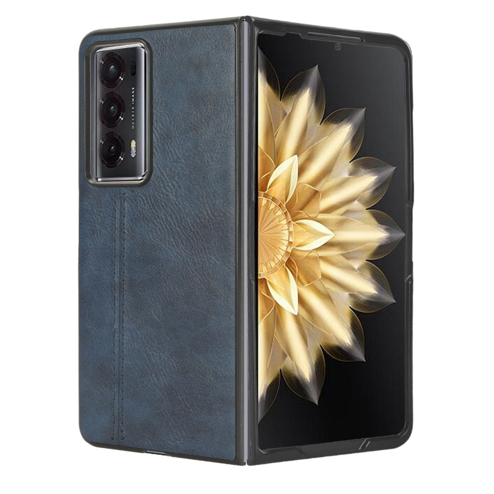 Honor Magic V2 Cow Pattern Sewing Back Cover Phone Case - Premium PU Leather Texture PC + TPU Shockproof Protective Case, Scratch Resistant Slim Lightweight Anti-Fingerprint Full Coverage Mobile Cover