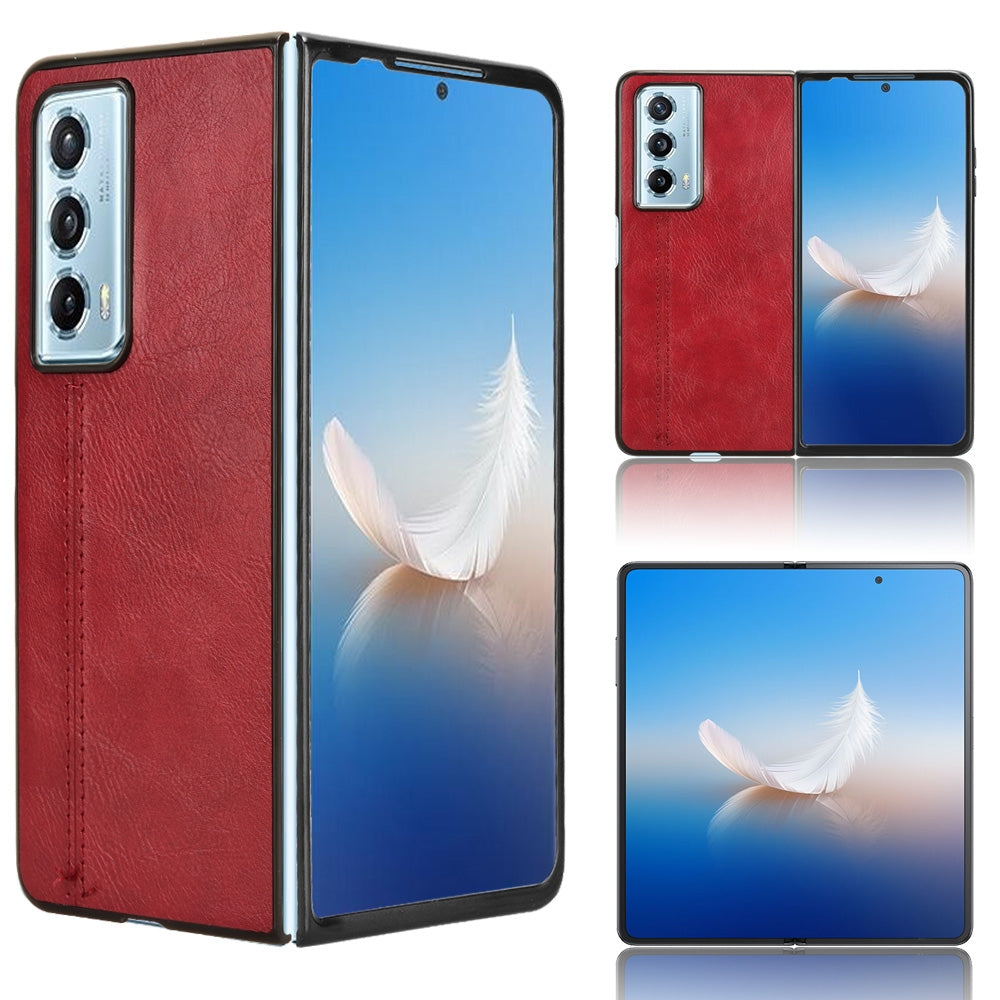 Honor Magic Vs2 Cow Pattern Sewing Back Cover Phone Case - Premium PU Leather Texture PC + TPU Shockproof Protective Case, Scratch Resistant Slim Lightweight Anti-Fingerprint Full Coverage Mobile Cover