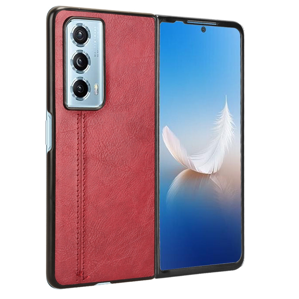 Honor Magic Vs2 Cow Pattern Sewing Back Cover Phone Case - Premium PU Leather Texture PC + TPU Shockproof Protective Case, Scratch Resistant Slim Lightweight Anti-Fingerprint Full Coverage Mobile Cover