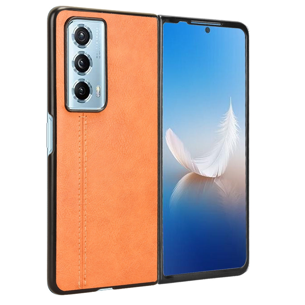 Honor Magic Vs2 Cow Pattern Sewing Back Cover Phone Case - Premium PU Leather Texture PC + TPU Shockproof Protective Case, Scratch Resistant Slim Lightweight Anti-Fingerprint Full Coverage Mobile Cover