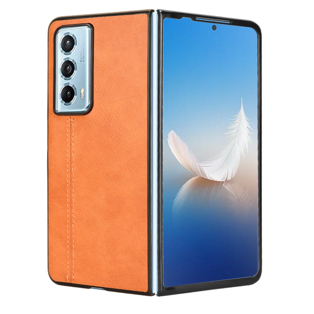 Honor Magic Vs2 Cow Pattern Sewing Back Cover Phone Case - Premium PU Leather Texture PC + TPU Shockproof Protective Case, Scratch Resistant Slim Lightweight Anti-Fingerprint Full Coverage Mobile Cover