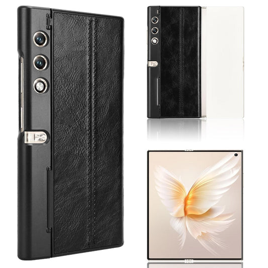 Honor V Purse Cow Pattern Sewing Back Cover Phone Case - Premium PU Leather Texture PC + TPU Shockproof Protective Case, Scratch Resistant Slim Lightweight Anti-Fingerprint Full Coverage Mobile Cover