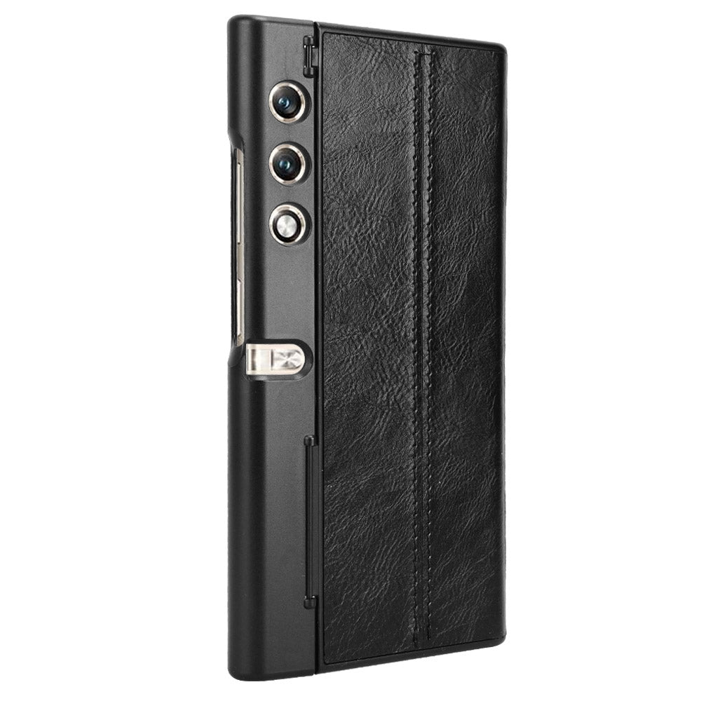 Honor V Purse Cow Pattern Sewing Back Cover Phone Case - Premium PU Leather Texture PC + TPU Shockproof Protective Case, Scratch Resistant Slim Lightweight Anti-Fingerprint Full Coverage Mobile Cover