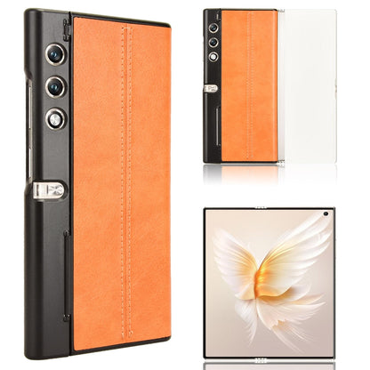 Honor V Purse Cow Pattern Sewing Back Cover Phone Case - Premium PU Leather Texture PC + TPU Shockproof Protective Case, Scratch Resistant Slim Lightweight Anti-Fingerprint Full Coverage Mobile Cover