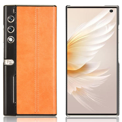 Honor V Purse Cow Pattern Sewing Back Cover Phone Case - Premium PU Leather Texture PC + TPU Shockproof Protective Case, Scratch Resistant Slim Lightweight Anti-Fingerprint Full Coverage Mobile Cover